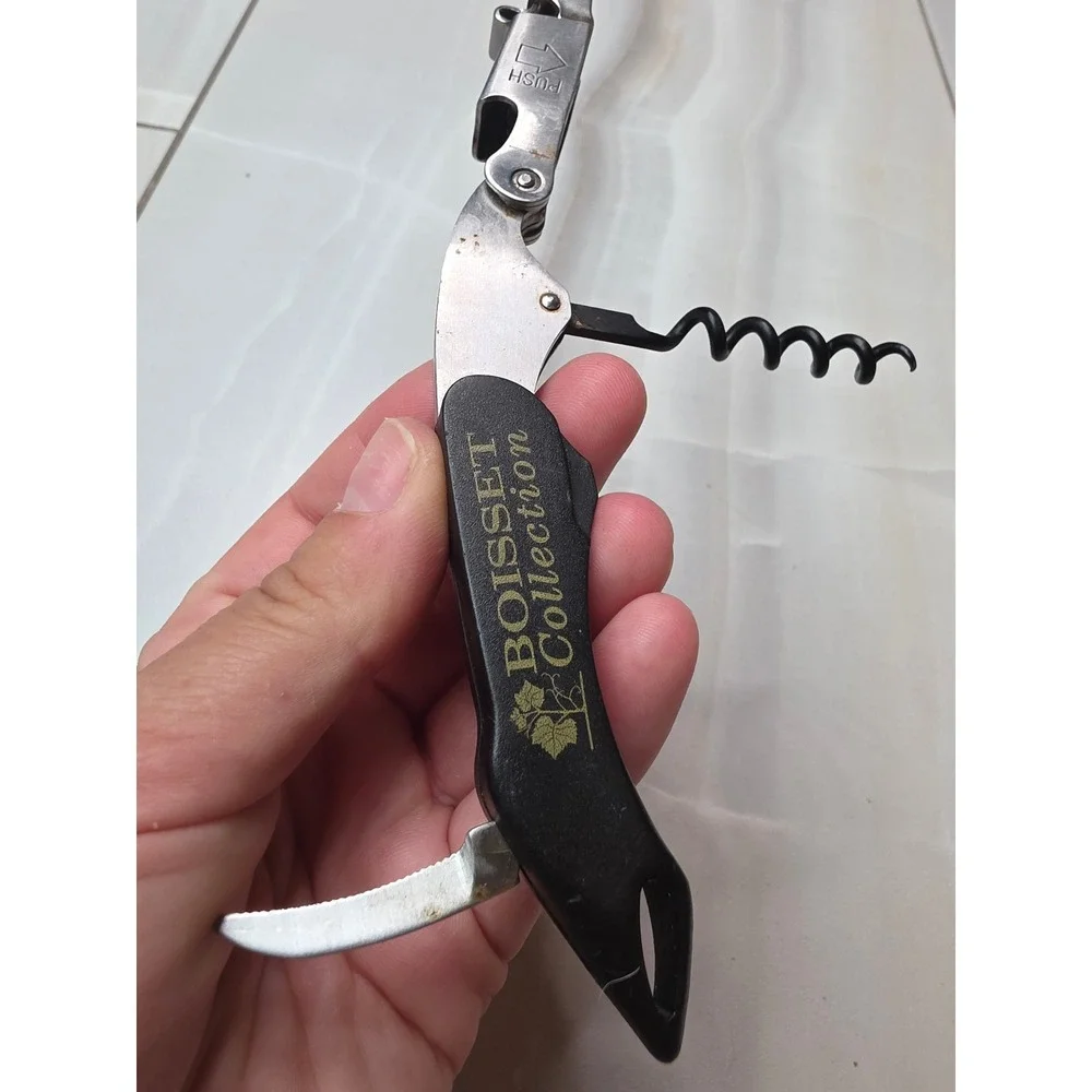 Boisset Collection Waiters Corkscrew Wine Opener Foil‎ Cutter Black Silver A6